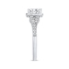 Thumbnail Image 2 of Previously Owned THE LEO Engagement Ring 1 ct tw Emerald & Round-cut Diamonds 14K White Gold - Size 4.5