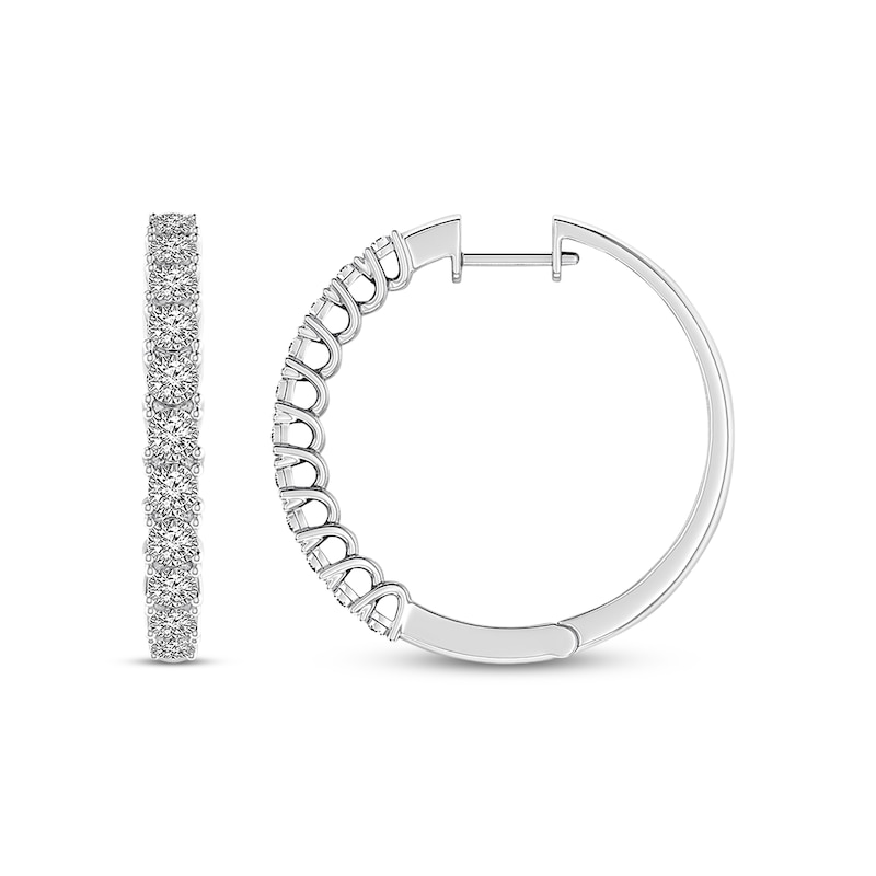 Main Image 1 of Previously Owned Diamond Hoop Earrings 1/2 ct tw Round-cut 10K White Gold