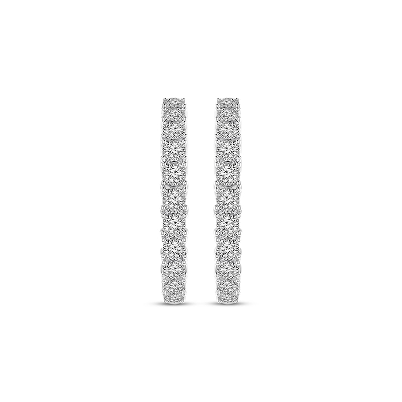 Main Image 2 of Previously Owned Diamond Hoop Earrings 1/2 ct tw Round-cut 10K White Gold