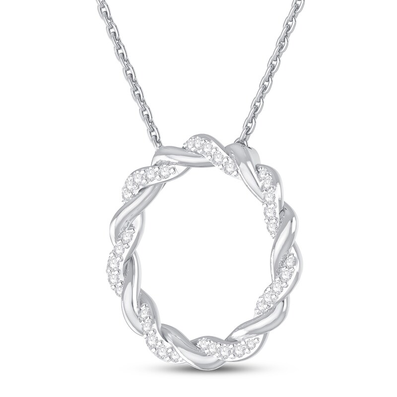 Main Image 2 of Previously Owned Circle of Gratitude Diamond Necklace 1/8 ct tw Round-cut 10K White Gold 19"