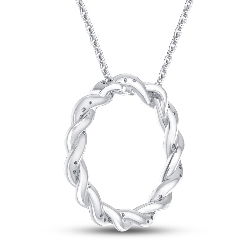 Main Image 4 of Previously Owned Circle of Gratitude Diamond Necklace 1/8 ct tw Round-cut 10K White Gold 19"
