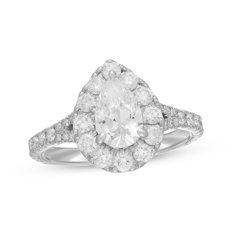 Previously Owned Neil Lane Diamond Engagement Ring 1-7/8 ct tw Pear & Round-cut 14K White Gold - Size 4.5