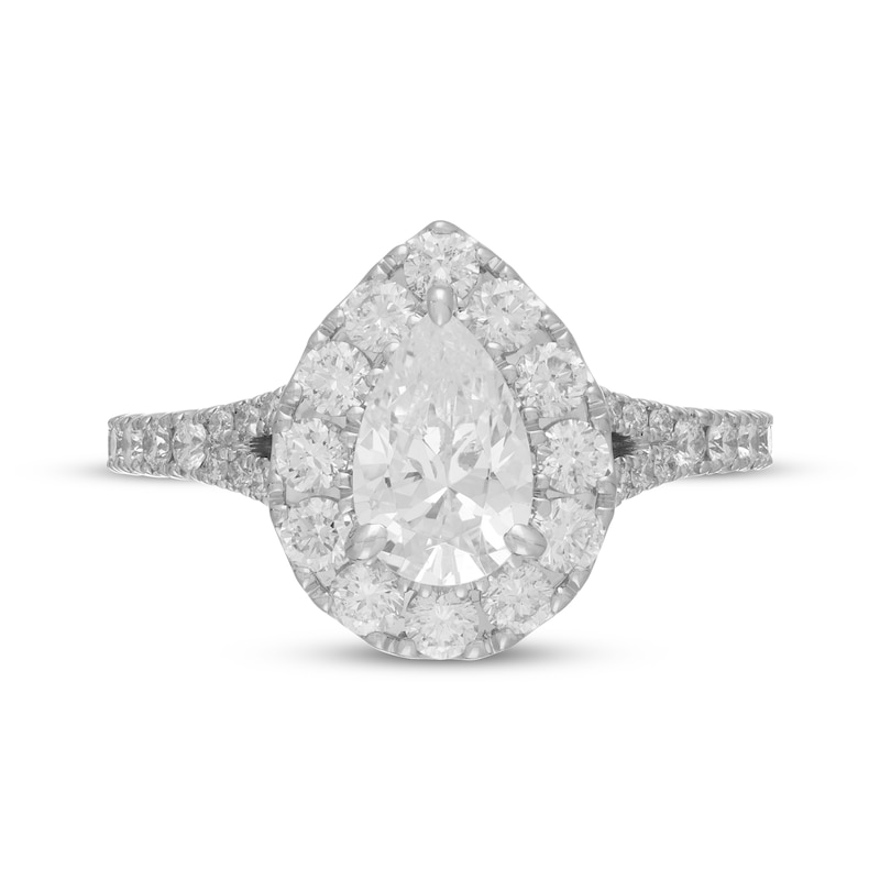 Main Image 3 of Previously Owned Neil Lane Diamond Engagement Ring 1-7/8 ct tw Pear & Round-cut 14K White Gold - Size 4.5