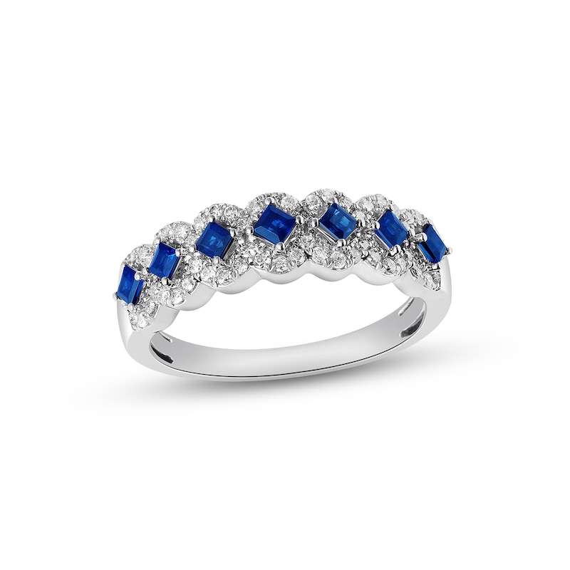 Main Image 1 of Previously Owned Sapphire Anniversary Band 1/4 ct tw Diamonds 10K White Gold