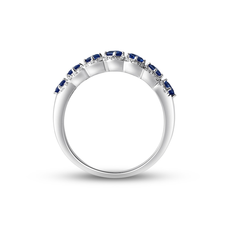 Main Image 2 of Previously Owned Sapphire Anniversary Band 1/4 ct tw Diamonds 10K White Gold