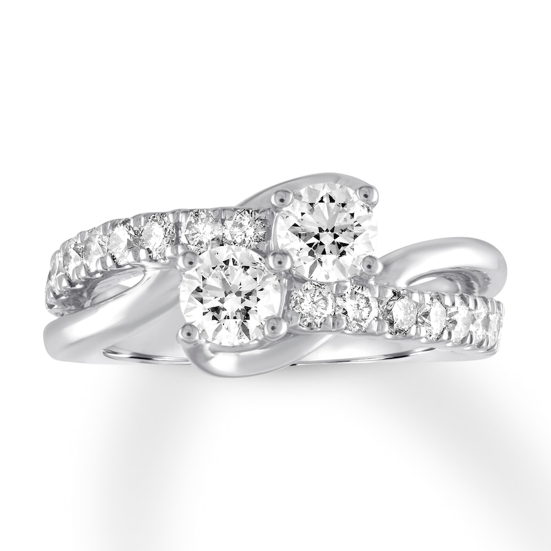 Main Image 1 of Previously Owned Ever Us Two-Stone Diamond Ring 1-1/2 ct tw Round 14K White Gold