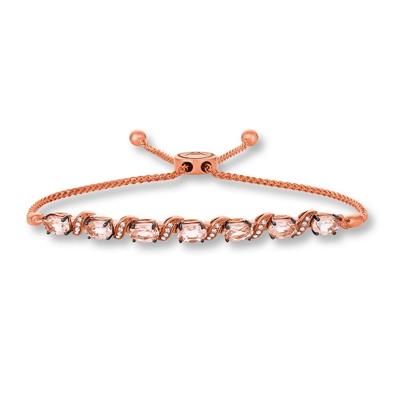 Previously Owned Le Vian Bolo Bracelet 1/15 cttw Diamonds 14K Strawberry Gold