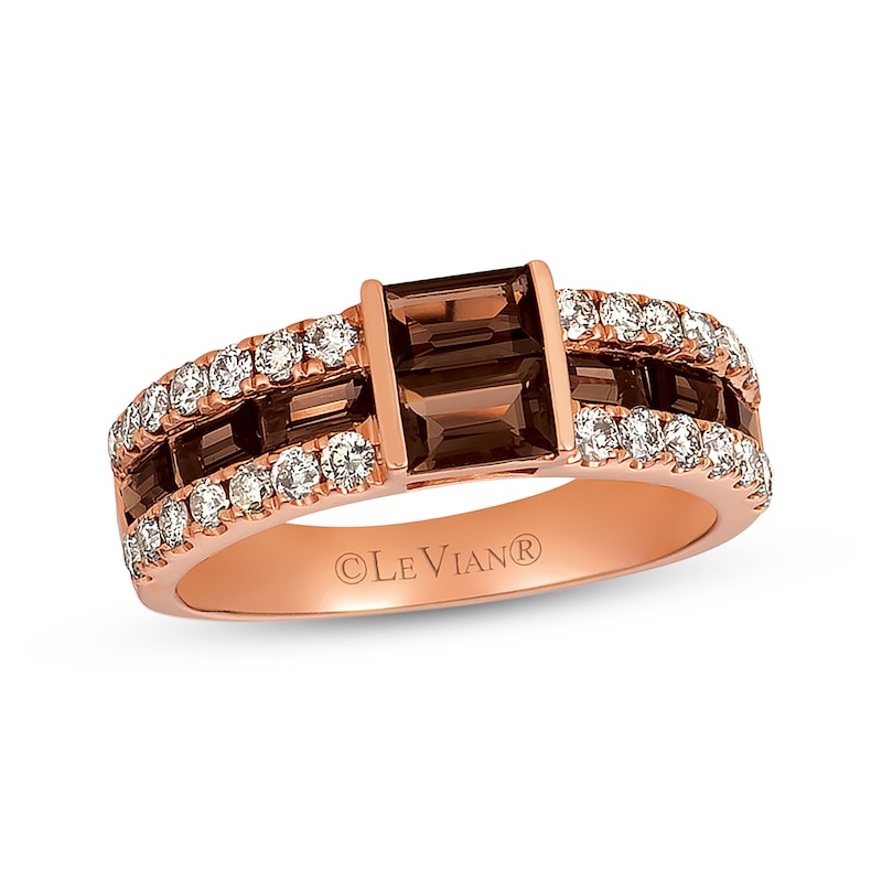Main Image 1 of Previously Owned Le Vian Chocolate Quartz Ring 1/2 ct tw Nude Diamonds 14K Strawberry Gold