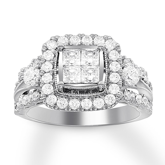 Previously Owned Princess-Cut Diamond Engagement Ring 1-3/4 ct tw 14K White Gold
