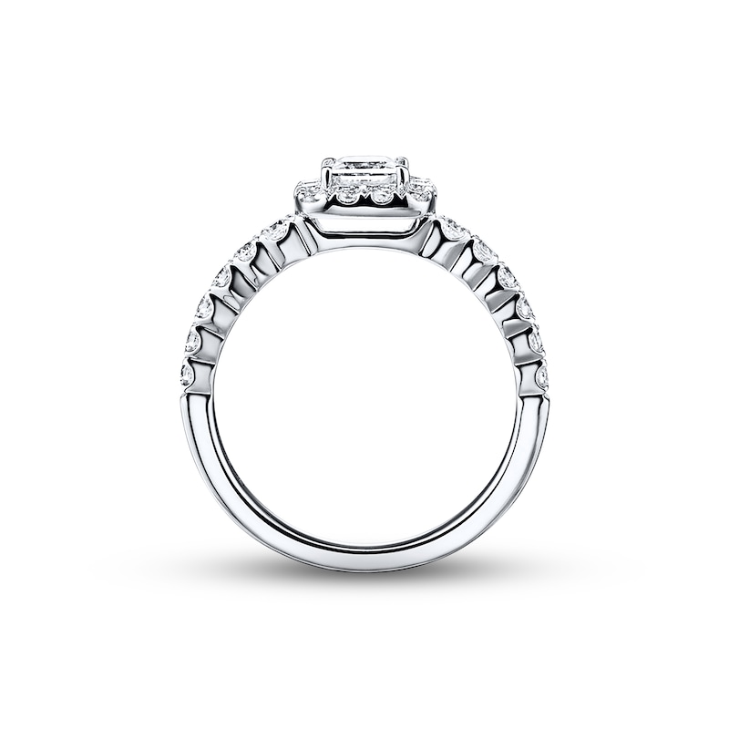 Main Image 3 of Previously Owned Diamond Engagement Ring 7/8 ct tw Princess & Round-cut 14K White Gold