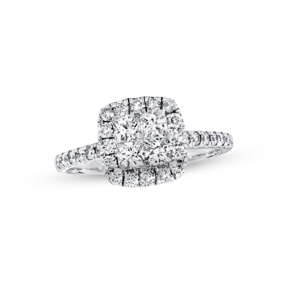 Previously Owned Diamond Engagement Ring 1 ct tw Princess & Round-cut 14K White Gold