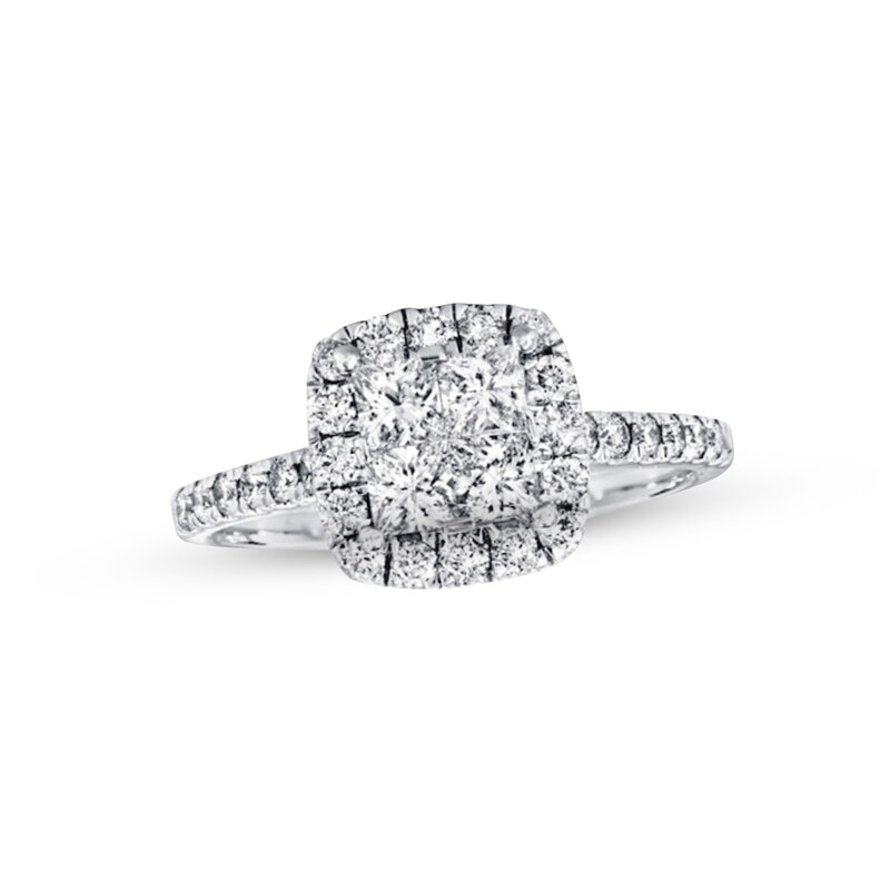 Main Image 1 of Previously Owned Diamond Engagement Ring 1 ct tw Princess & Round-cut 14K White Gold