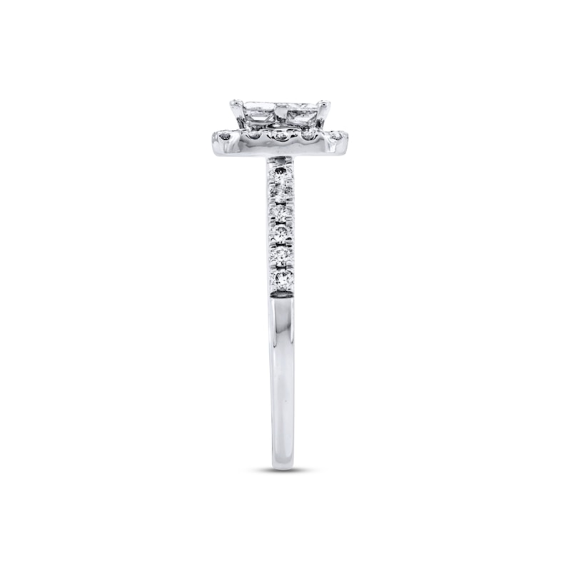 Main Image 2 of Previously Owned Diamond Engagement Ring 1 ct tw Princess & Round-cut 14K White Gold