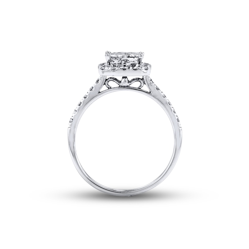 Main Image 3 of Previously Owned Diamond Engagement Ring 1 ct tw Princess & Round-cut 14K White Gold