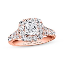 Previously Owned Neil Lane Engagement Ring 2-1/6 ct tw Cushion & Round-cut Diamonds 14K Rose Gold - Size 5.5