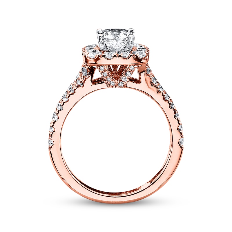 Main Image 3 of Previously Owned Neil Lane Engagement Ring 2-1/6 ct tw Cushion & Round-cut Diamonds 14K Rose Gold - Size 5.5