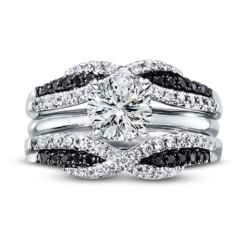 Main Image 4 of Previously Owned Black & White Diamonds 1/2 ct tw Enhancer Ring 14K White Gold