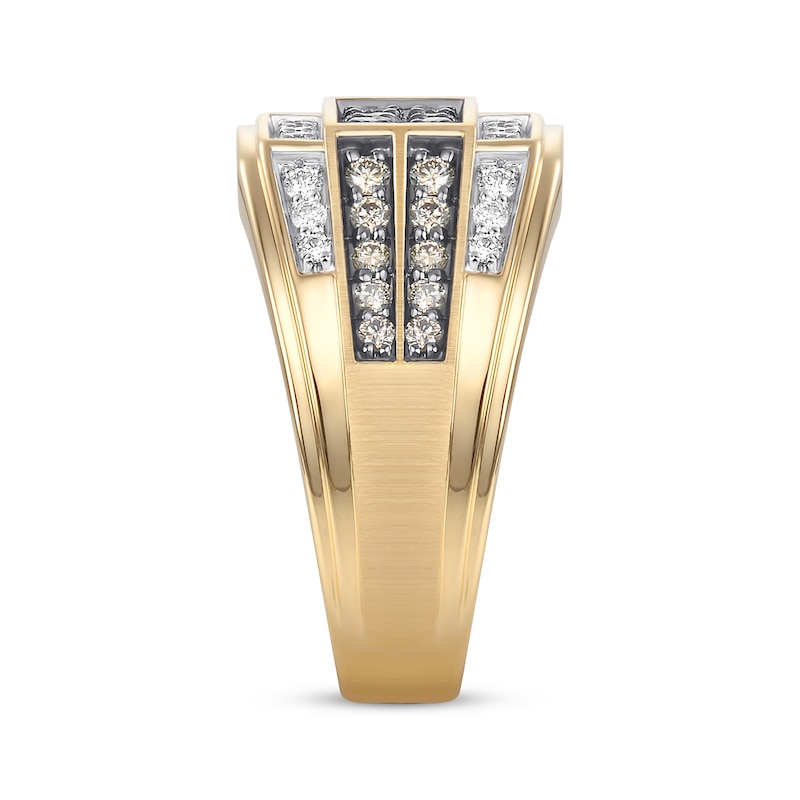 Main Image 2 of Previously Owned Men's Brown & White Diamond Ring 1 ct tw 10K Yellow Gold