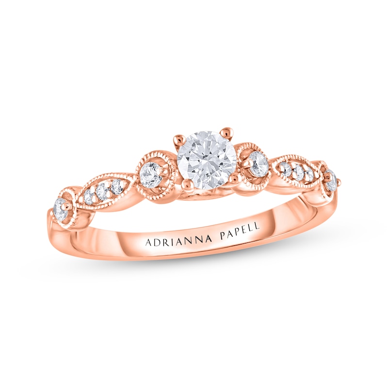 Main Image 1 of Previously Owned Adrianna Papell Diamond Engagement Ring 3/8 ct tw Round-cut 14K Rose Gold