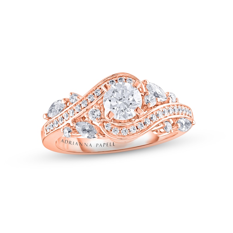 Main Image 1 of Previously Owned Adrianna Papell Diamond Engagement Ring 1 ct tw Round & Marquise-cut 14K Rose Gold