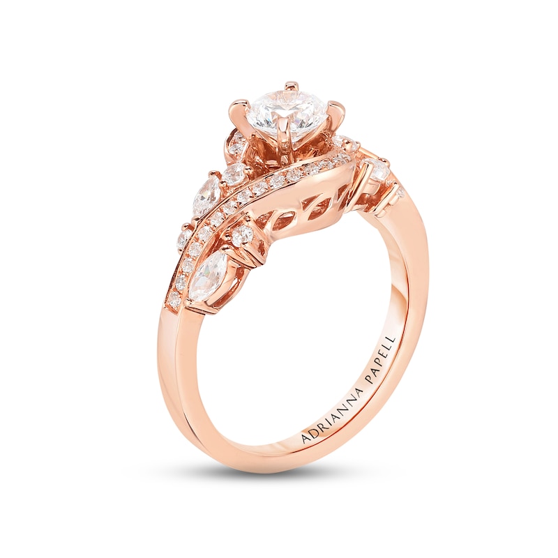 Main Image 2 of Previously Owned Adrianna Papell Diamond Engagement Ring 1 ct tw Round & Marquise-cut 14K Rose Gold