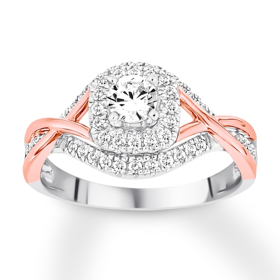 Previously Owned Diamond Engagement Ring 5/8 ct tw Round-cut 14K Two-Tone Gold