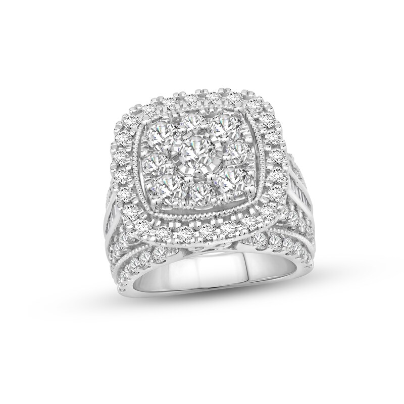 Main Image 1 of Previously Owned Diamond Engagement Ring 4 ct tw Round & Baguette-cut 10K White Gold