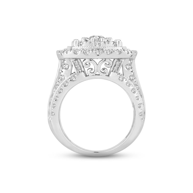 Main Image 3 of Previously Owned Diamond Engagement Ring 4 ct tw Round & Baguette-cut 10K White Gold