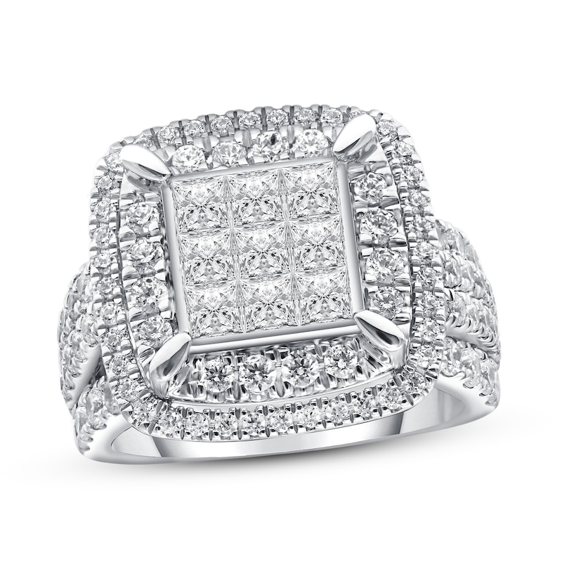 Main Image 1 of Previously Owned Diamond Engagement Ring 3 ct tw Princess & Round 10K White Gold