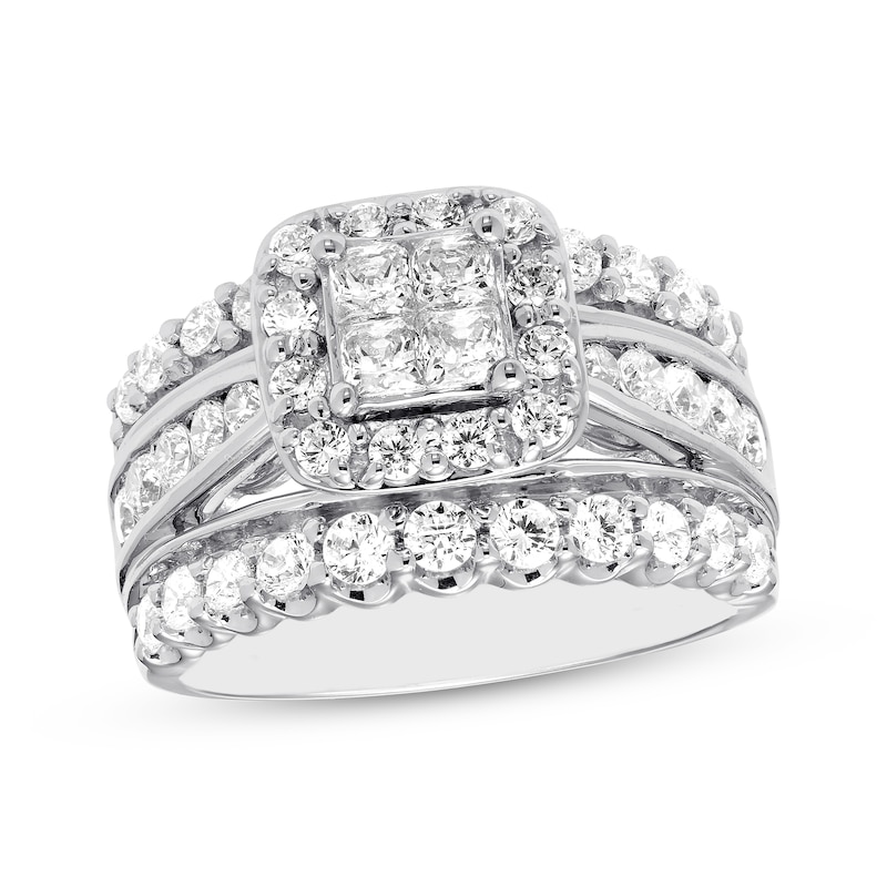 Previously Owned Diamond Engagement Ring 2 ct tw Princess & Round-cut 14K White Gold