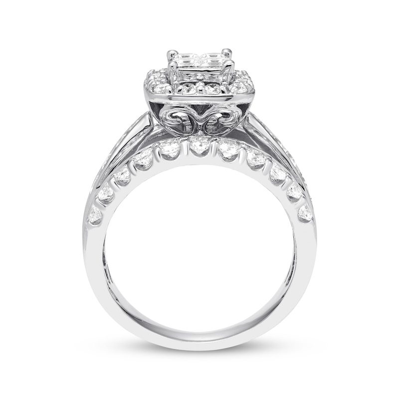 Previously Owned Diamond Engagement Ring 2 ct tw Princess & Round-cut 14K White Gold