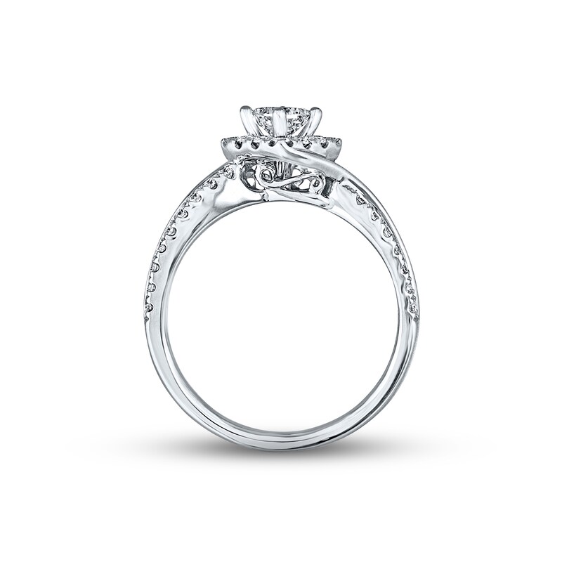 Main Image 3 of Previously Owned THE LEO Diamond Engagement Ring 3/4 ct twPrincess & Round-cut Diamonds 14K White Gold