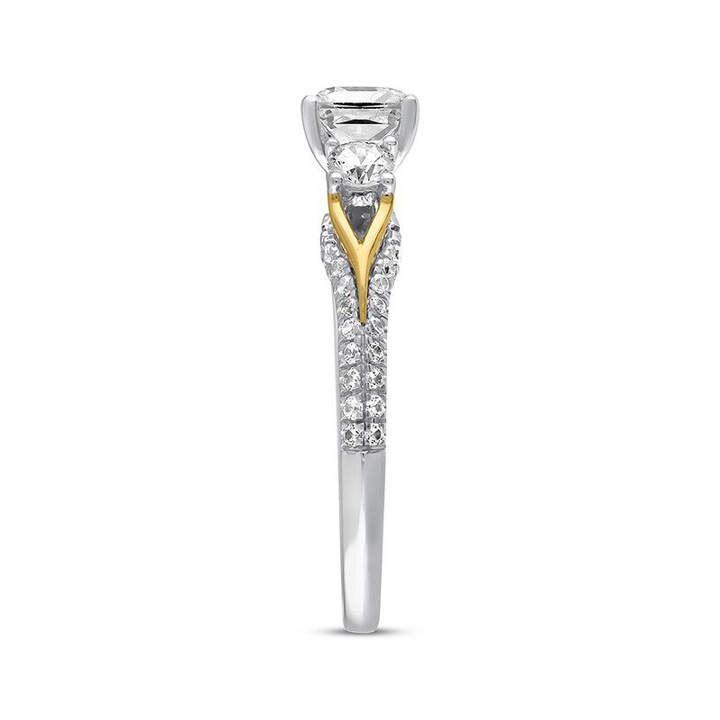 Main Image 2 of Previously Owned Three-Stone Diamond Engagement Ring 1-1/3 ct tw Princess & Round-cut 14K Two-Tone Gold