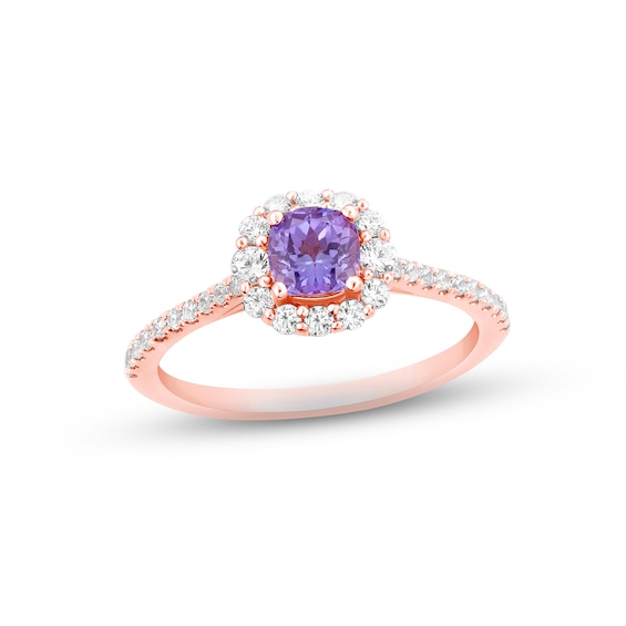 Previously Owned Tanzanite Engagement Ring 3/8 ct tw Round-cut Diamonds 14K Rose Gold