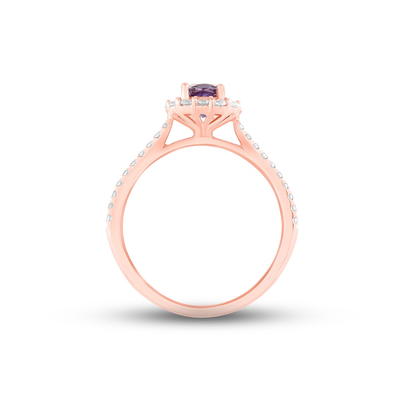 Main Image 2 of Previously Owned Tanzanite Engagement Ring 3/8 ct tw Round-cut Diamonds 14K Rose Gold