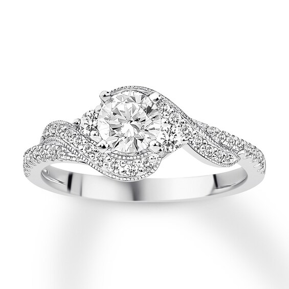 Previously Owned 3-Stone Diamond Engagement Ring 3/4 ct tw Round 14K White Gold