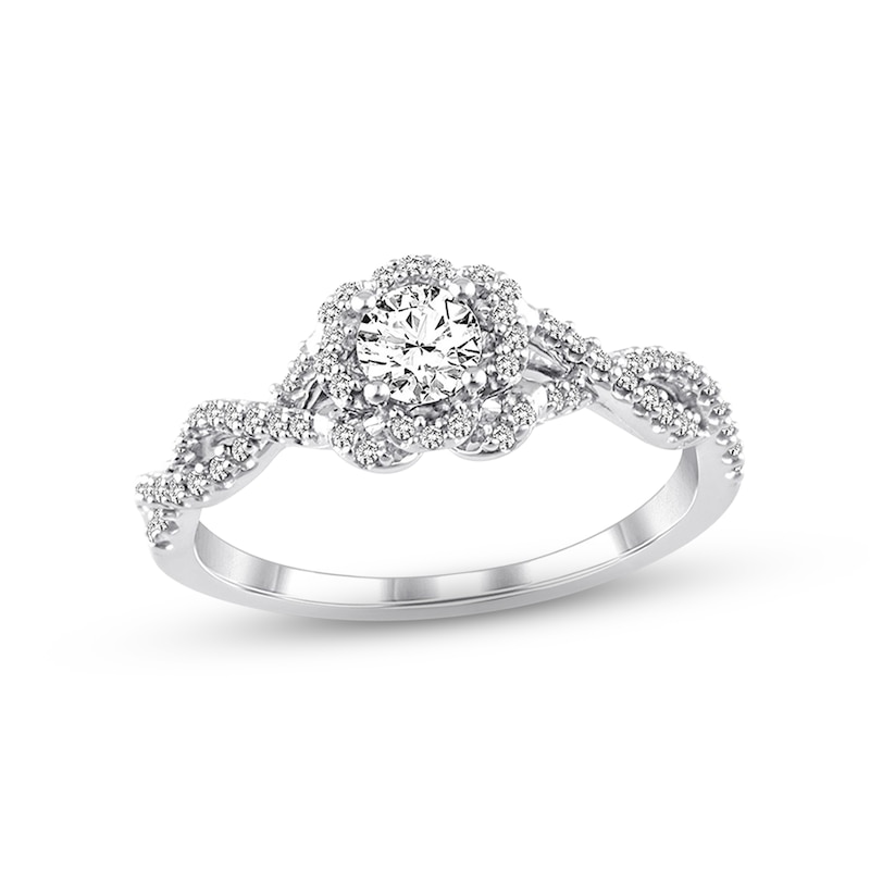 Main Image 1 of Previously Owned Diamond Engagement Ring 1/2 ct tw Round-cut 10K White Gold