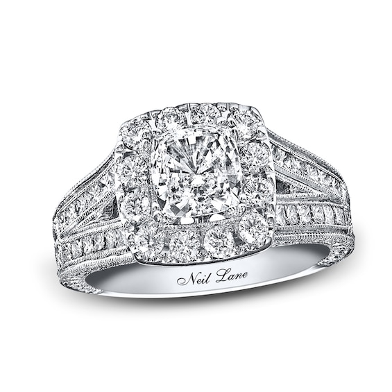 Previously Owned Neil Lane Engagement Ring 2 ct tw Cushion, Princess & Round-cut Diamonds 14K White Gold Size 6