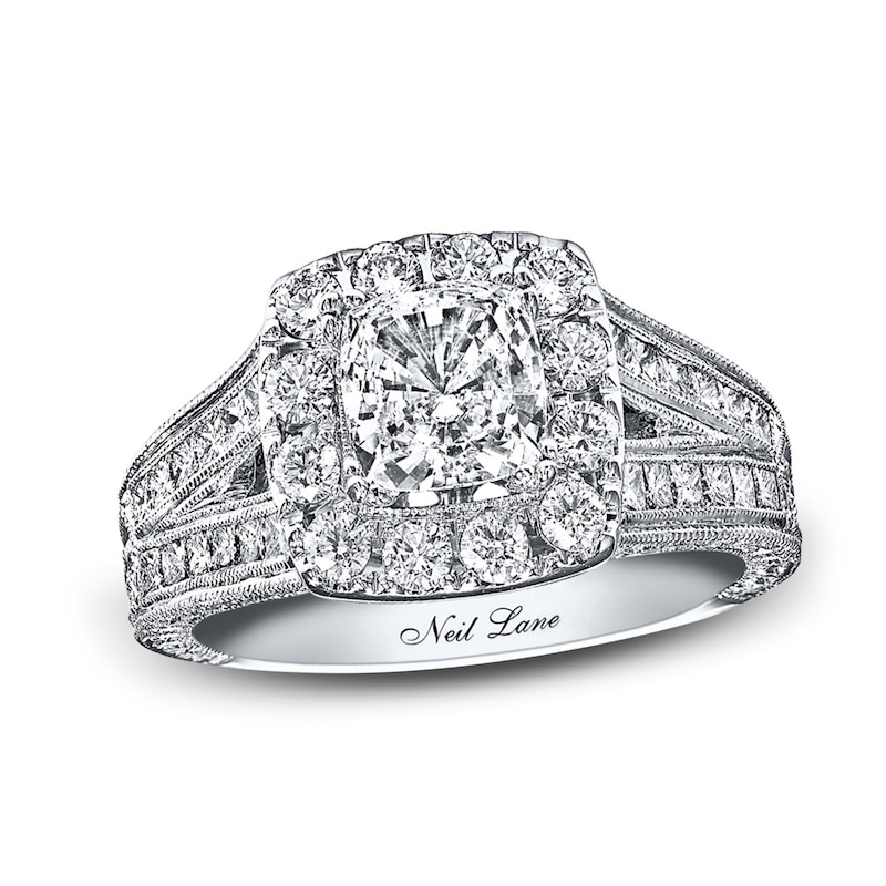 Main Image 1 of Previously Owned Neil Lane Engagement Ring 2 ct tw Cushion, Princess & Round-cut Diamonds 14K White Gold - Size 6