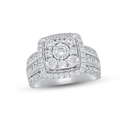 Previously Owned Diamond Engagement Ring 2 ct tw Round/Baguette 10K White Gold