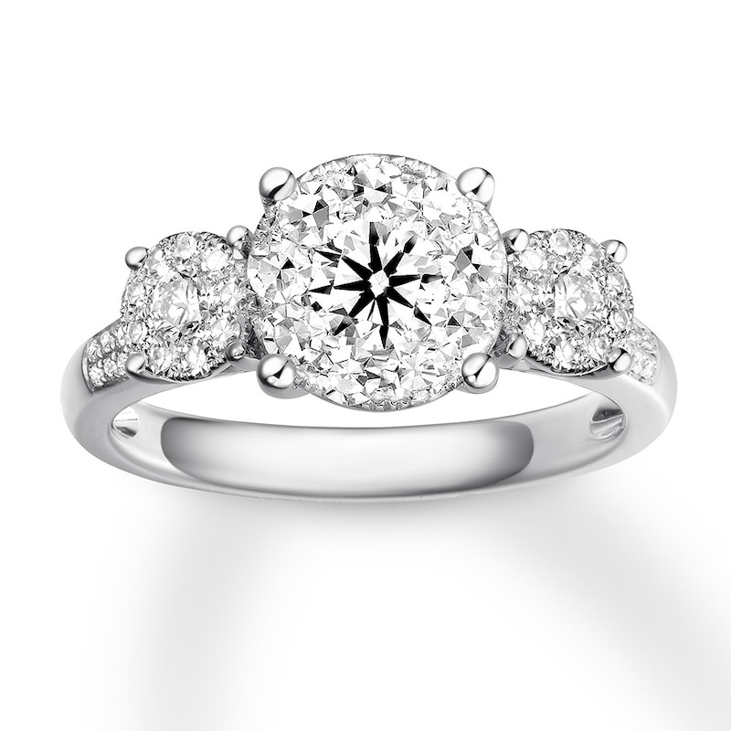 Main Image 1 of Previously Owned Diamond Engagement Ring 7/8 ct tw Round-cut 14K White Gold