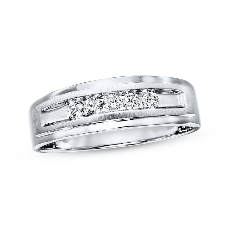 Previously Owned Men's Diamond Wedding Band 1/4 ct tw Round-cut 10K White Gold