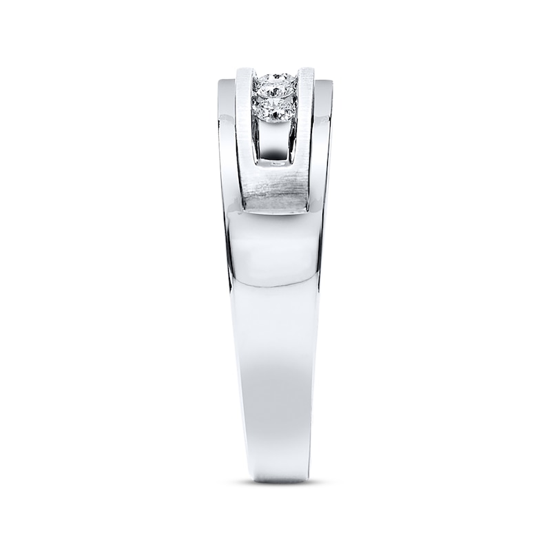 Main Image 2 of Previously Owned Men's Diamond Wedding Band 1/4 ct tw Round-cut 10K White Gold