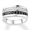 Thumbnail Image 1 of Previously Owned Men's Wedding Band 1 ct tw Black Diamonds 14K White Gold
