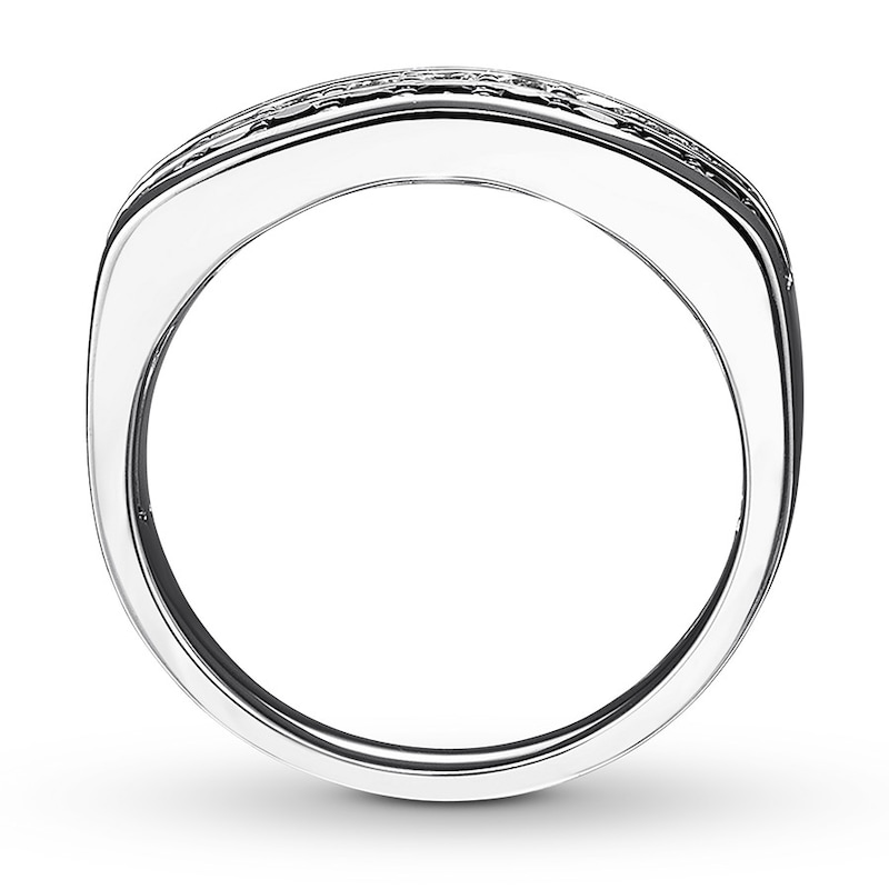 Main Image 2 of Previously Owned Men's Wedding Band 1 ct tw Black Diamonds 14K White Gold