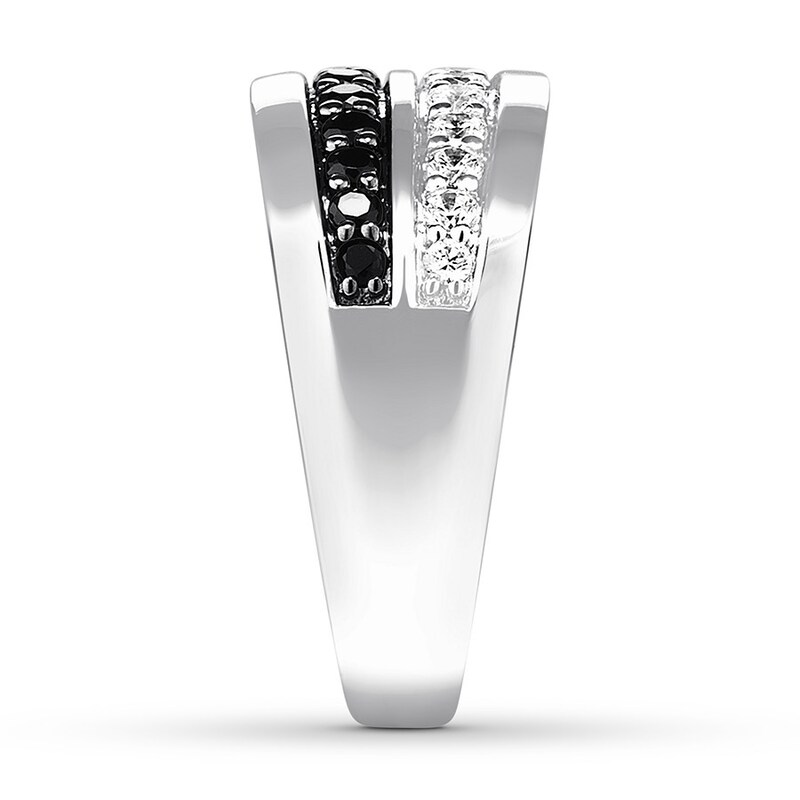 Main Image 3 of Previously Owned Men's Wedding Band 1 ct tw Black Diamonds 14K White Gold