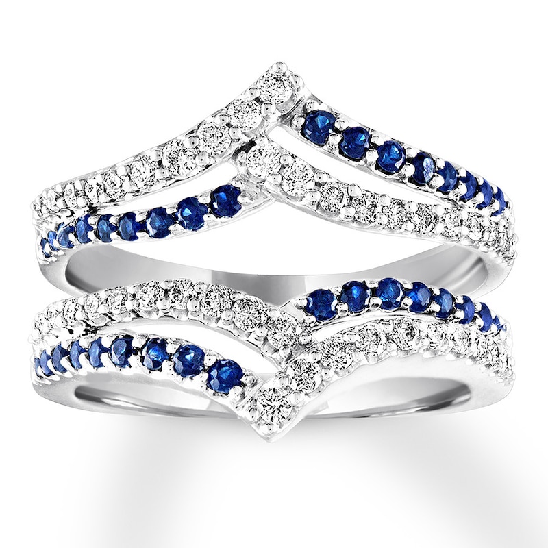 Main Image 1 of Previously Owned Sapphire Enhancer Ring 1/2 ct tw Diamonds 14K White Gold