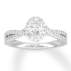 Thumbnail Image 0 of Previously Owned Neil Lane Premiere Diamond Engagement Ring 1-1/3 ct tw Oval & Round-cut 14K White Gold - Size 4