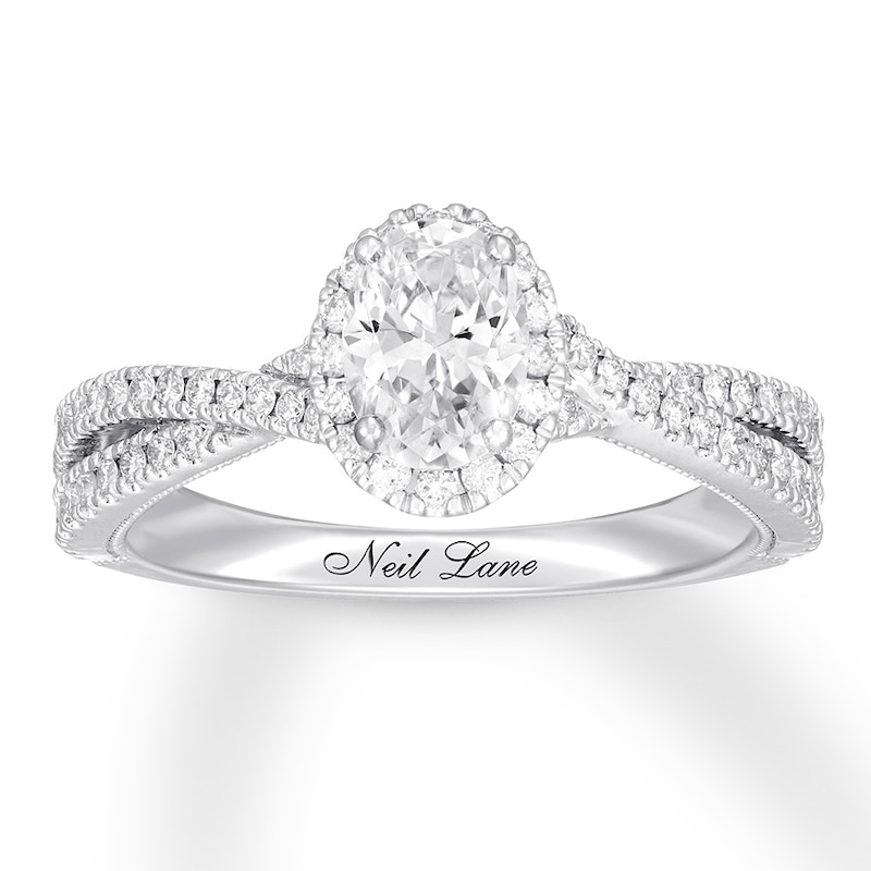 Previously Owned Neil Lane Premiere Diamond Engagement Ring 1-1/3 ct tw Oval & Round-cut 14K White Gold - Size 4