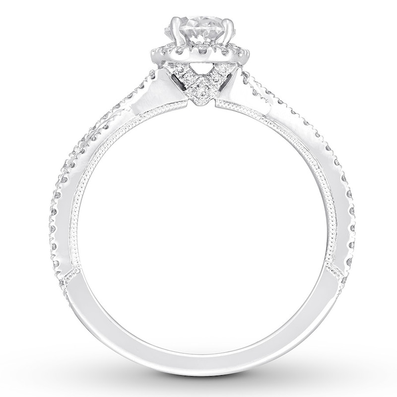 Previously Owned Neil Lane Premiere Diamond Engagement Ring 1-1/3 ct tw Oval & Round-cut 14K White Gold - Size 4